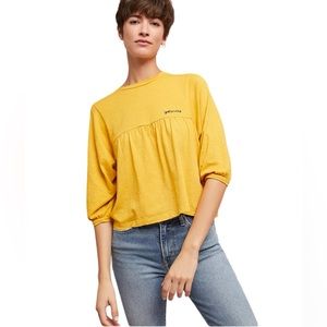 Anthropologie Sundry You + Me Yellow Top Sz 2
